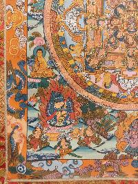 Buddhist Hand Painting Thangka Of Mandala, With Brocade, [hand Painted]