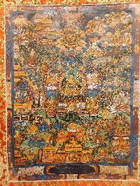 Buddhist Hand Painting Thangka Of Buddha Life Story, With Brocade, [hand Painted]