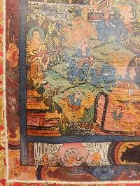 Buddhist Hand Painting Thangka Of Buddha Life Story, With Brocade, [hand Painted]