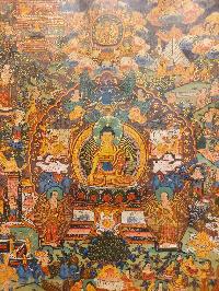 Buddhist Hand Painting Thangka Of Buddha Life Story, With Brocade, [hand Painted]
