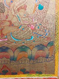 [24k Gold], Buddhist Hand Painting Thangka Of Aparimita, Amitayus, With Brocade, [hand Painted, Chepame