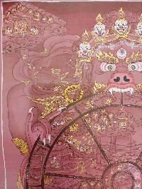 Buddhist Hand Painting Thangka Of Wheel Of Life, [hand Painted, Real Gold]