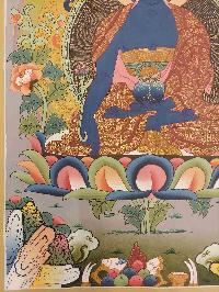 [24k Gold], Buddhist Hand Painting Thangka Of Medicine Buddha, [hand Painted, Real Gold]