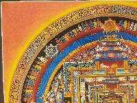 Buddhist Hand Painting Thangka Of Kalachakra Mandala, [hand Painted, Real Gold], Lamas Art, Wheel Of Time