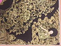 Buddhist Hand Painting Thangka Of Aparimita Amitayus, Surrounded By Tsongkhapa, White Tara, Namgyalma, And Yellow Jambhala, [hand Painted, Real Gold], Lamas Art