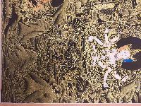 Buddhist Hand Painting Thangka Of Aparimita Amitayus, Surrounded By Tsongkhapa, White Tara, Namgyalma, And Yellow Jambhala, [hand Painted, Real Gold], Lamas Art