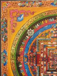 Buddhist Hand Painting Thangka Of Kalachakra Mandala [hand Painted, Real Gold], Lamas Art