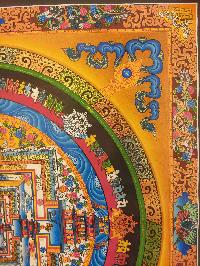 Buddhist Hand Painting Thangka Of Kalachakra Mandala [hand Painted, Real Gold], Lamas Art