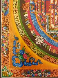 Buddhist Hand Painting Thangka Of Kalachakra Mandala [hand Painted, Real Gold], Lamas Art