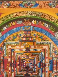 Buddhist Hand Painting Thangka Of Kalachakra Mandala [hand Painted, Real Gold], Lamas Art