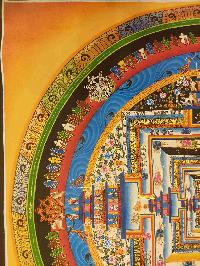 Buddhist Hand Painting Thangka Of Kalachakra Mandala [hand Painted, Real Gold], Lamas Art