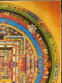 Buddhist Hand Painting Thangka Of Kalachakra Mandala [hand Painted, Real Gold], Lamas Art