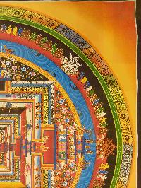 Buddhist Hand Painting Thangka Of Kalachakra Mandala [hand Painted, Real Gold], Lamas Art