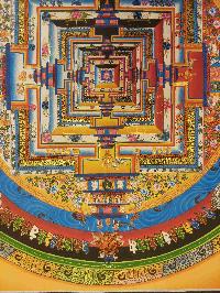 Buddhist Hand Painting Thangka Of Kalachakra Mandala [hand Painted, Real Gold], Lamas Art