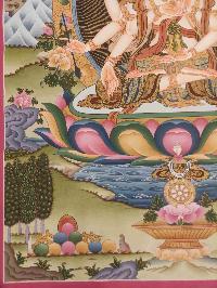 Buddhist Hand Painting Thangka Of Namgyalma [hand Painted], Amitabha Buddha On Top Lamas Art, Coffee Wash Color