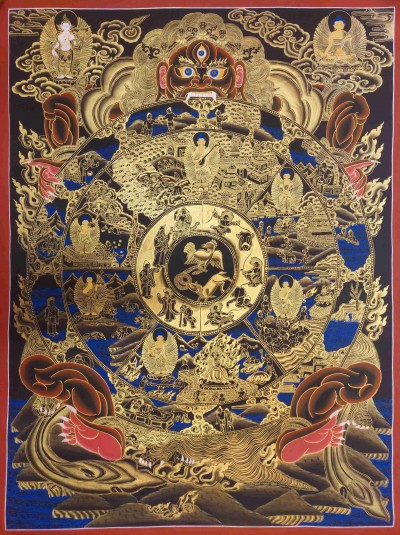Buddhist Hand Painting Thangka Of Wheel Of Life [hand Painted], Lamas Art