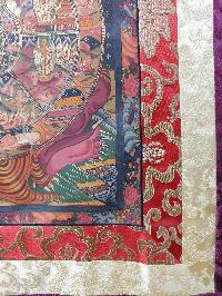 Buddhist Hand Painting Thangka Of Wheel Of Life With Polyester Brocade, [hand Painted]