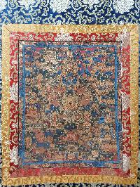 Buddhist Hand Painting Thangka Of Buddha Life Story With Polyester Brocade, [hand Painted]