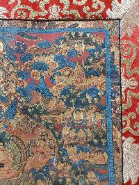 Buddhist Hand Painting Thangka Of Buddha Life Story With Polyester Brocade, [hand Painted]