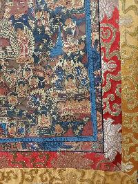 Buddhist Hand Painting Thangka Of Buddha Life Story With Polyester Brocade, [hand Painted]