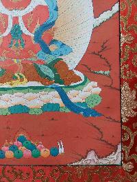Buddhist Hand Painting Thangka Of Aparimita, Amitayus With Polyester Brocade, [hand Painted], Amitayus, Chepame