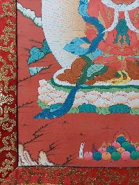 Buddhist Hand Painting Thangka Of Aparimita, Amitayus With Polyester Brocade, [hand Painted], Amitayus, Chepame