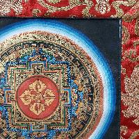 Buddhist Hand Painting Thangka Of Dorje Kalachakra Mandala With Polyester Brocade, [hand Painted], [student Mandala]