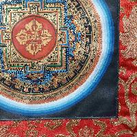 Buddhist Hand Painting Thangka Of Dorje Kalachakra Mandala With Polyester Brocade, [hand Painted], [student Mandala]