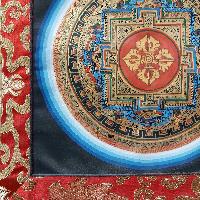 Buddhist Hand Painting Thangka Of Dorje Kalachakra Mandala With Polyester Brocade, [hand Painted], [student Mandala]