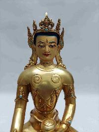 Buddhist Handmade Statue Of Crown Shakyamuni Buddha, [face Painted, Stone Setting]