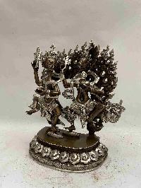 Buddhist Handmade Statue Of Citipati, [chocolate And Silver Oxidized]