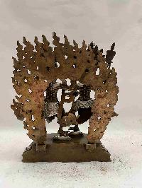 Buddhist Handmade Statue Of Citipati, [chocolate And Silver Oxidized]
