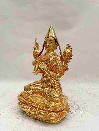 Buddhist Handmade Statue Of Tsongkhapa, [full Fire Gold Plated, Face Painted]