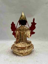 Buddhist Handmade Statue Of Tsongkhapa, [full Fire Gold Plated, Face Painted]
