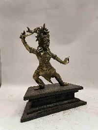 Buddhist Handmade Statue Of Vajrapani [chana Dorje], [chana Dorje], Khadgapani, [gold Plated, Antique], [sold]