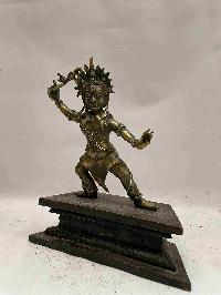 Buddhist Handmade Statue Of Vajrapani [chana Dorje], [chana Dorje], Khadgapani, [gold Plated, Antique], [sold]