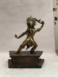 Buddhist Handmade Statue Of Vajrapani [chana Dorje], [chana Dorje], Khadgapani, [gold Plated, Antique], [sold]