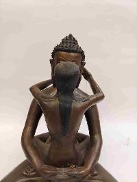 Buddhist Handmade Statue Of Samantabhadra, [chocolate Oxidized]