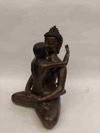 Buddhist Handmade Statue Of Samantabhadra, [chocolate Oxidized]