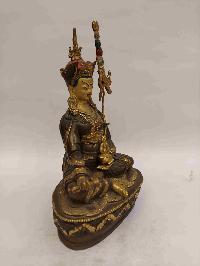 Buddhist Handmade Statue Of Padmasambhava, [partly Gold Plated, Face Painted]