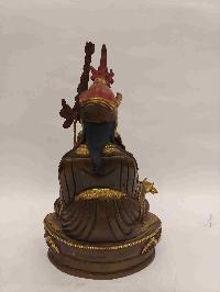 Buddhist Handmade Statue Of Padmasambhava, [partly Gold Plated, Face Painted]