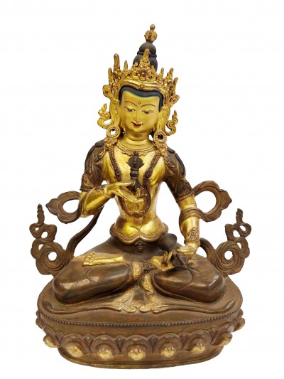 Buddhist Handmade Statue Of Vajrasattva, [partly Gold Plated, Face Painted]