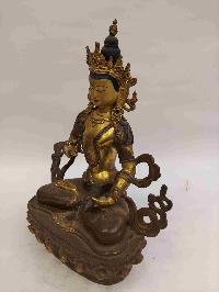 Buddhist Handmade Statue Of Vajrasattva, [partly Gold Plated, Face Painted]