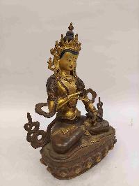 Buddhist Handmade Statue Of Vajrasattva, [partly Gold Plated, Face Painted]