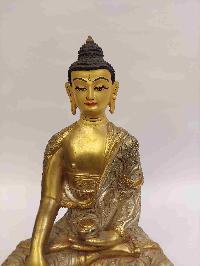 Buddhist Handmade Statue Of Shakyamuni Buddha, [full Gold Plated, Silver Plated, Face Painted]