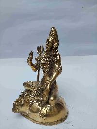 Buddhist Handmade Statue Of Shiva, [full Gold Plated, Stone Setting, Face Painted]