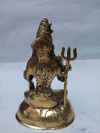 Buddhist Handmade Statue Of Shiva, [full Gold Plated, Stone Setting, Face Painted]