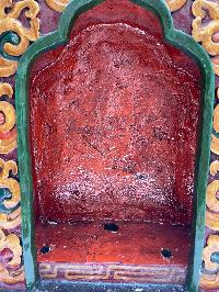 Buddhist Handmade Statue Of White Tara, [full Gold Plated, Stone Setting, Face Painted] With Wooden Altar