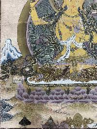 [old], Buddhist Handmade Thangka Of Manjushri, [hand Painted, Real Gold]