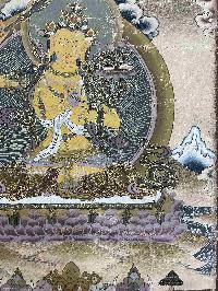 [old], Buddhist Handmade Thangka Of Manjushri, [hand Painted, Real Gold]